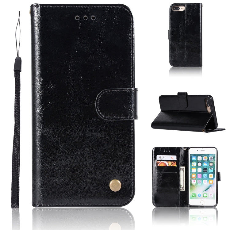 For iPhone 7 Plus / 8 Plus Retro Copper Buckle Crazy Horse Horizontal Flip PU Leather Case with Holder & Card Slots & Wallet & Lanyard