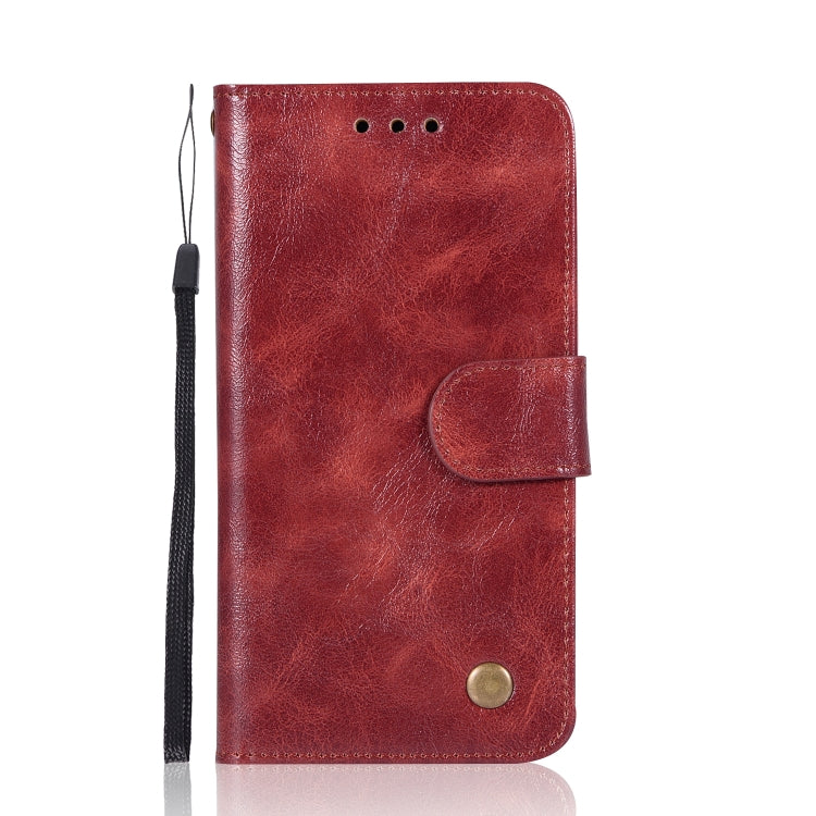 For iPhone X / XS Retro Copper Buckle Crazy Horse Horizontal Flip PU Leather Case with Holder & Card Slots & Wallet & Lanyard