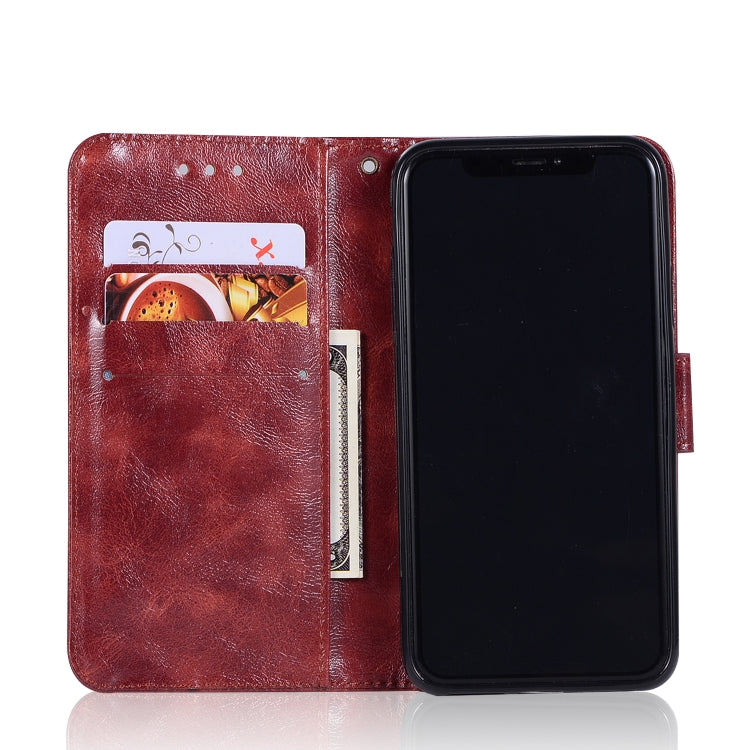 For iPhone X / XS Retro Copper Buckle Crazy Horse Horizontal Flip PU Leather Case with Holder & Card Slots & Wallet & Lanyard