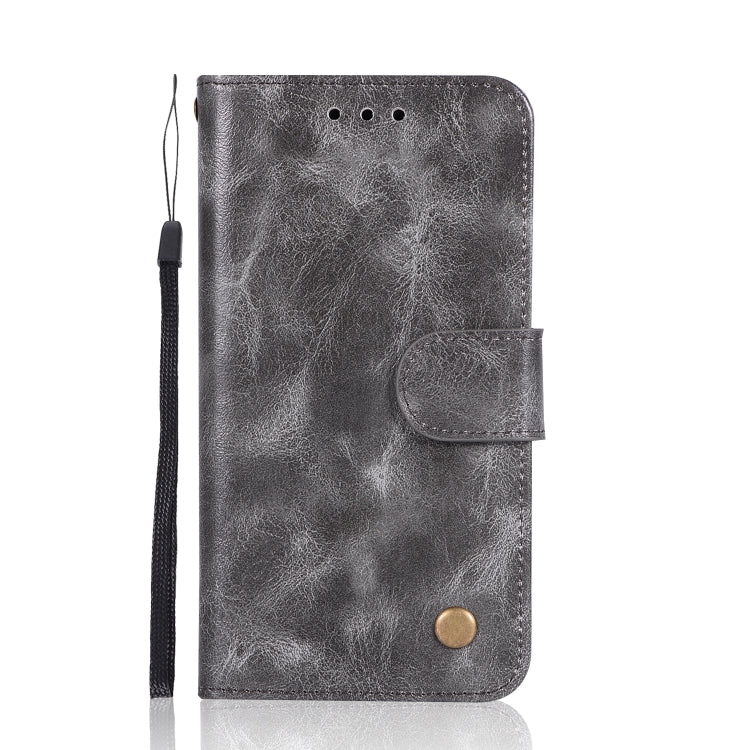 For iPhone X / XS Retro Copper Buckle Crazy Horse Horizontal Flip PU Leather Case with Holder & Card Slots & Wallet & Lanyard