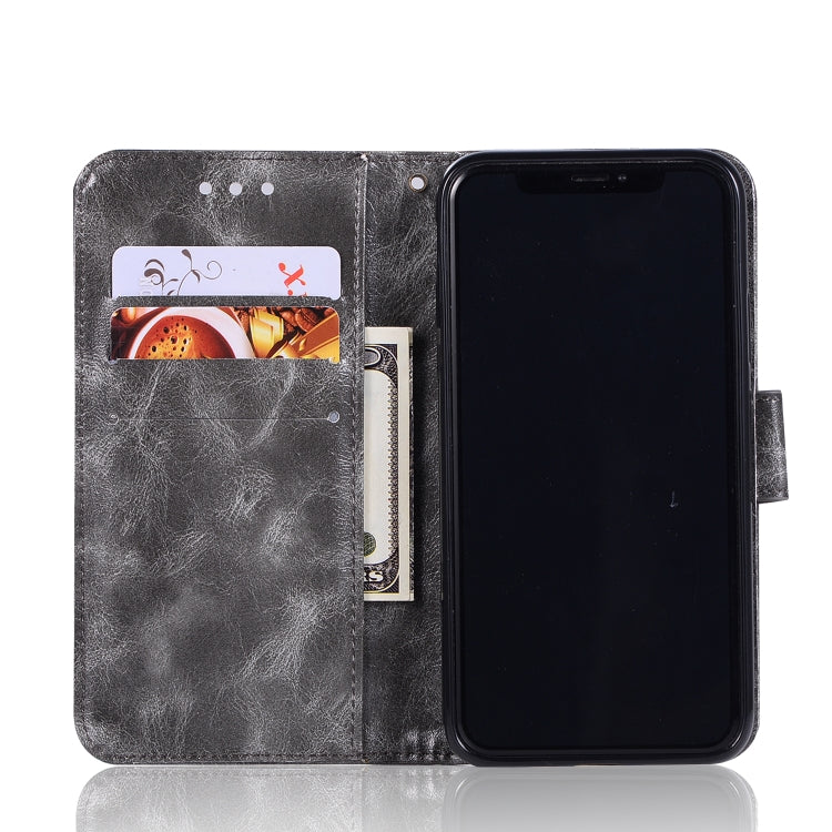 For iPhone X / XS Retro Copper Buckle Crazy Horse Horizontal Flip PU Leather Case with Holder & Card Slots & Wallet & Lanyard
