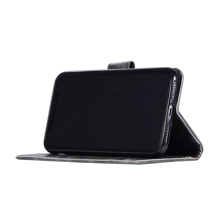 For iPhone X / XS Retro Copper Buckle Crazy Horse Horizontal Flip PU Leather Case with Holder & Card Slots & Wallet & Lanyard