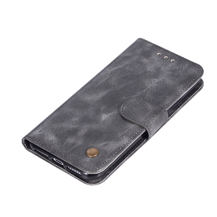 For iPhone X / XS Retro Copper Buckle Crazy Horse Horizontal Flip PU Leather Case with Holder & Card Slots & Wallet & Lanyard