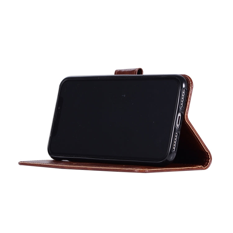 For iPhone X / XS Retro Copper Buckle Crazy Horse Horizontal Flip PU Leather Case with Holder & Card Slots & Wallet & Lanyard