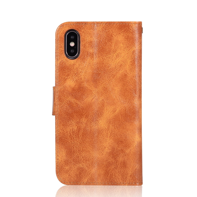 For iPhone X / XS Retro Copper Buckle Crazy Horse Horizontal Flip PU Leather Case with Holder & Card Slots & Wallet & Lanyard