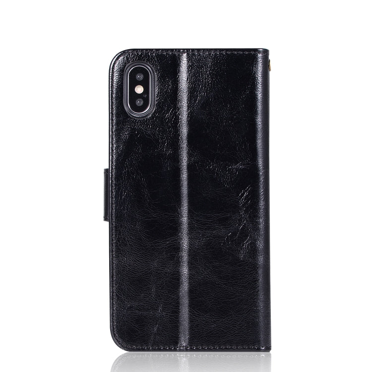 For iPhone X / XS Retro Copper Buckle Crazy Horse Horizontal Flip PU Leather Case with Holder & Card Slots & Wallet & Lanyard