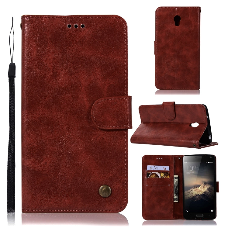 For Lenovo Vibe P1 Retro Copper Button Crazy Horse Horizontal Flip PU Leather Case with Holder & Card Slots & Wallet & Lanyard