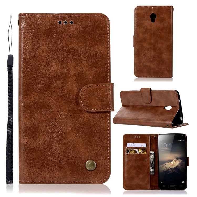 For Lenovo Vibe P1 Retro Copper Button Crazy Horse Horizontal Flip PU Leather Case with Holder & Card Slots & Wallet & Lanyard