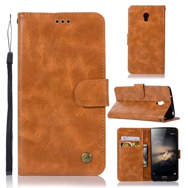 For Lenovo Vibe P1 Retro Copper Button Crazy Horse Horizontal Flip PU Leather Case with Holder & Card Slots & Wallet & Lanyard