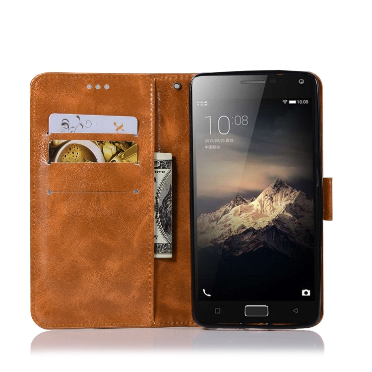 For Lenovo Vibe P1 Retro Copper Button Crazy Horse Horizontal Flip PU Leather Case with Holder & Card Slots & Wallet & Lanyard