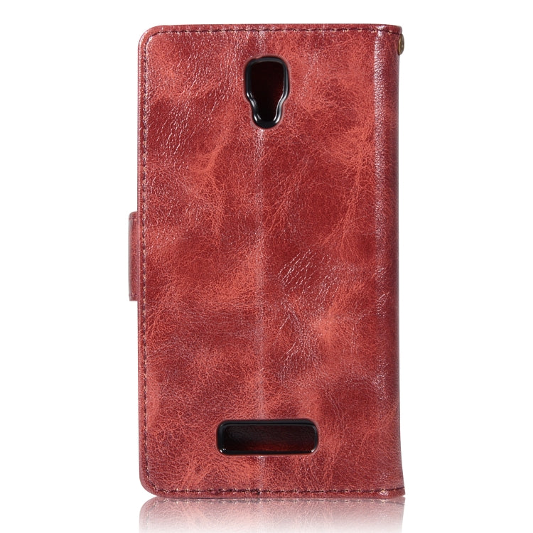For Lenovo A2010 Retro Copper Button Crazy Horse Horizontal Flip PU Leather Case with Holder & Card Slots & Wallet & Lanyard