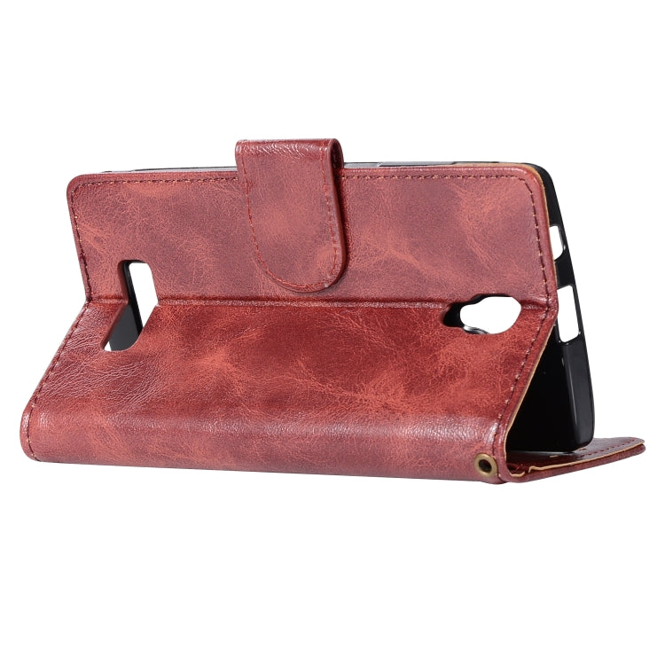 For Lenovo A2010 Retro Copper Button Crazy Horse Horizontal Flip PU Leather Case with Holder & Card Slots & Wallet & Lanyard