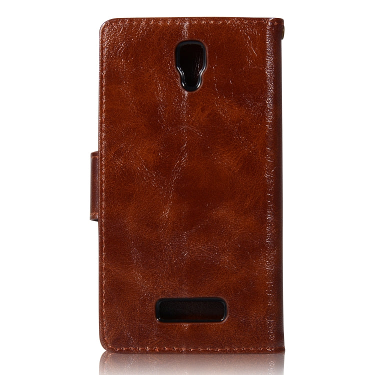 For Lenovo A2010 Retro Copper Button Crazy Horse Horizontal Flip PU Leather Case with Holder & Card Slots & Wallet & Lanyard