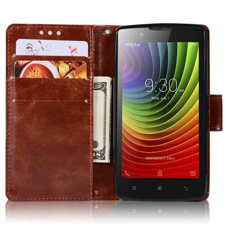 For Lenovo A2010 Retro Copper Button Crazy Horse Horizontal Flip PU Leather Case with Holder & Card Slots & Wallet & Lanyard