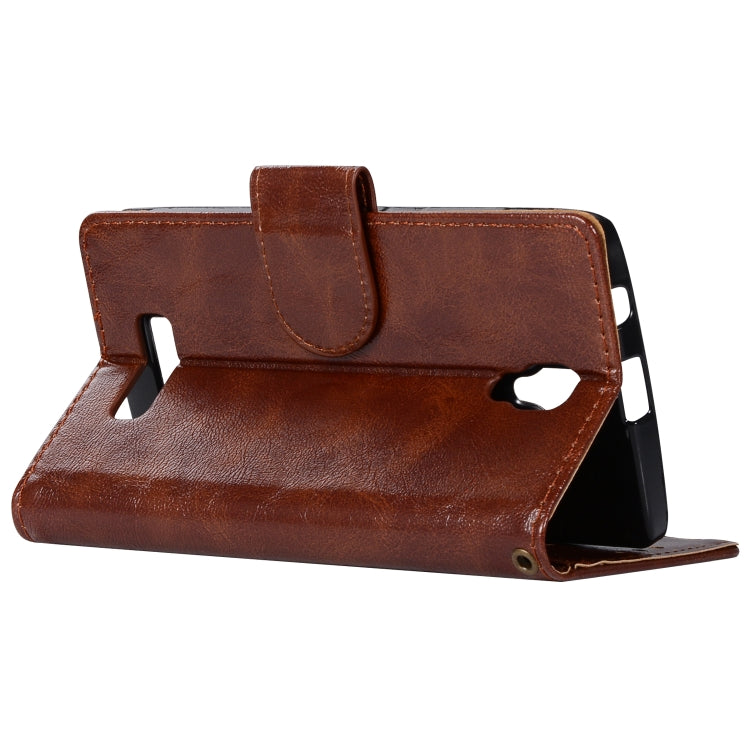For Lenovo A2010 Retro Copper Button Crazy Horse Horizontal Flip PU Leather Case with Holder & Card Slots & Wallet & Lanyard