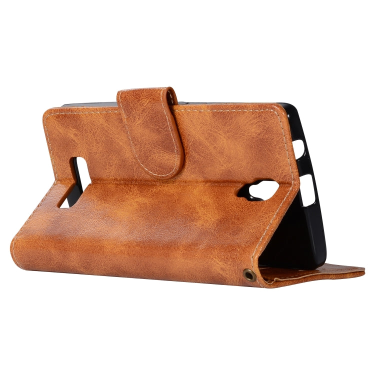 For Lenovo A2010 Retro Copper Button Crazy Horse Horizontal Flip PU Leather Case with Holder & Card Slots & Wallet & Lanyard