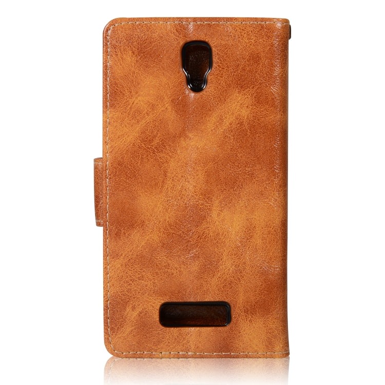 For Lenovo A2010 Retro Copper Button Crazy Horse Horizontal Flip PU Leather Case with Holder & Card Slots & Wallet & Lanyard