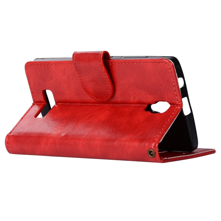 For Lenovo A2010 Retro Copper Button Crazy Horse Horizontal Flip PU Leather Case with Holder & Card Slots & Wallet & Lanyard
