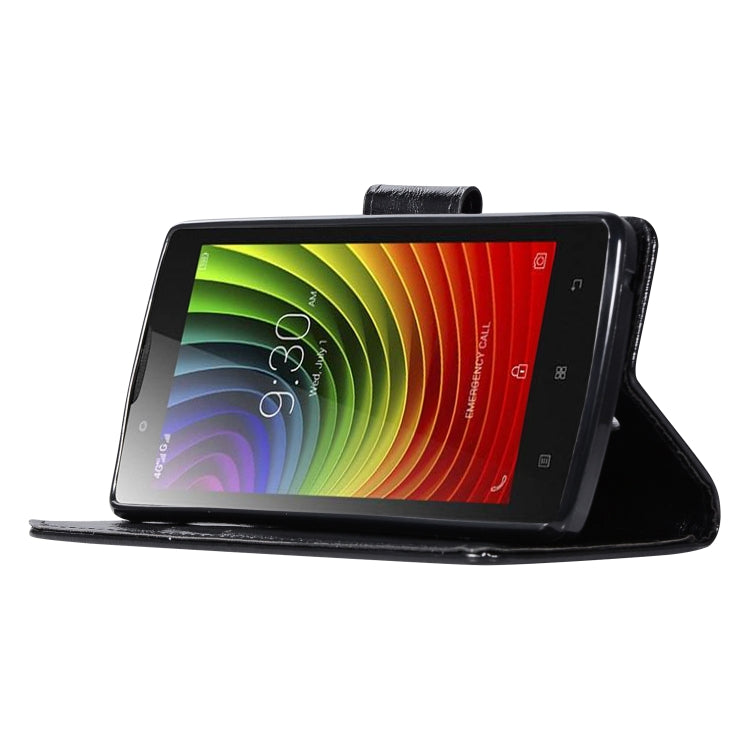 For Lenovo A2010 Retro Copper Button Crazy Horse Horizontal Flip PU Leather Case with Holder & Card Slots & Wallet & Lanyard