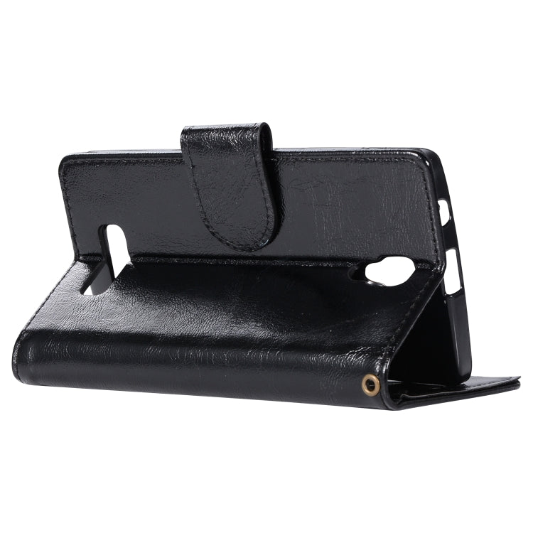 For Lenovo A2010 Retro Copper Button Crazy Horse Horizontal Flip PU Leather Case with Holder & Card Slots & Wallet & Lanyard
