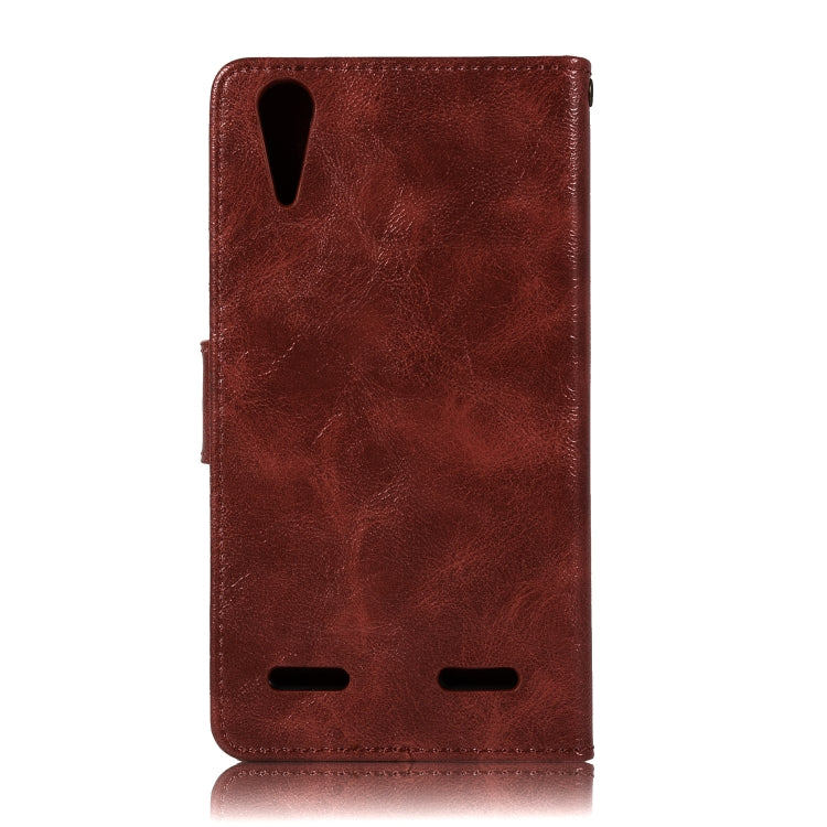 For Lenovo A6000 Retro Copper Button Crazy Horse Horizontal Flip PU Leather Case with Holder & Card Slots & Wallet & Lanyard