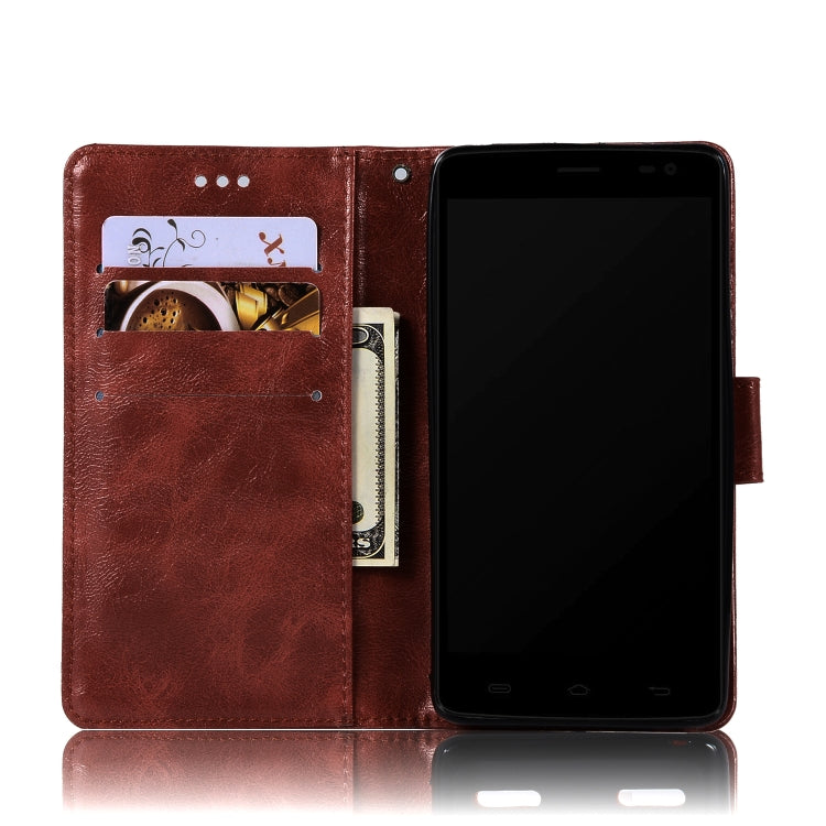 For Lenovo A6000 Retro Copper Button Crazy Horse Horizontal Flip PU Leather Case with Holder & Card Slots & Wallet & Lanyard