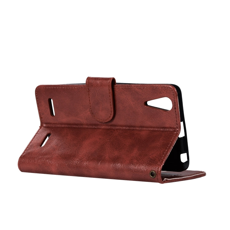 For Lenovo A6000 Retro Copper Button Crazy Horse Horizontal Flip PU Leather Case with Holder & Card Slots & Wallet & Lanyard