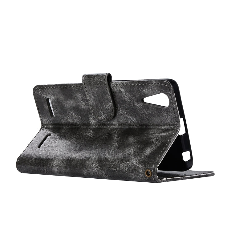 For Lenovo A6000 Retro Copper Button Crazy Horse Horizontal Flip PU Leather Case with Holder & Card Slots & Wallet & Lanyard