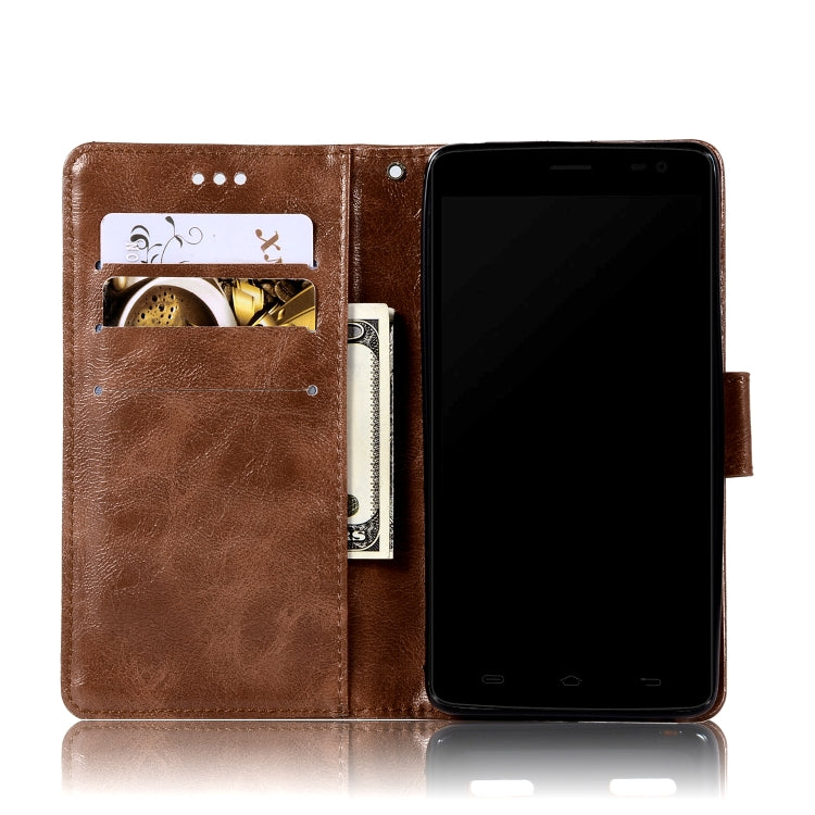 For Lenovo A6000 Retro Copper Button Crazy Horse Horizontal Flip PU Leather Case with Holder & Card Slots & Wallet & Lanyard