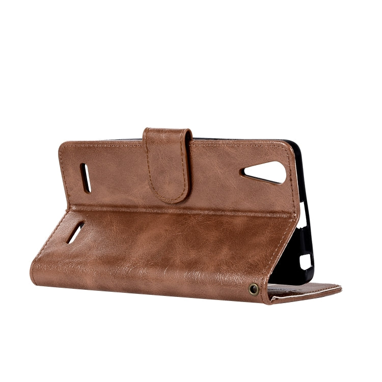 For Lenovo A6000 Retro Copper Button Crazy Horse Horizontal Flip PU Leather Case with Holder & Card Slots & Wallet & Lanyard