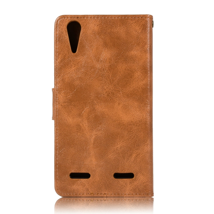 For Lenovo A6000 Retro Copper Button Crazy Horse Horizontal Flip PU Leather Case with Holder & Card Slots & Wallet & Lanyard