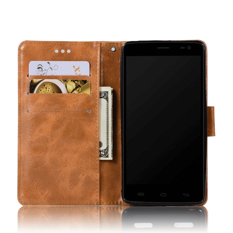 For Lenovo A6000 Retro Copper Button Crazy Horse Horizontal Flip PU Leather Case with Holder & Card Slots & Wallet & Lanyard