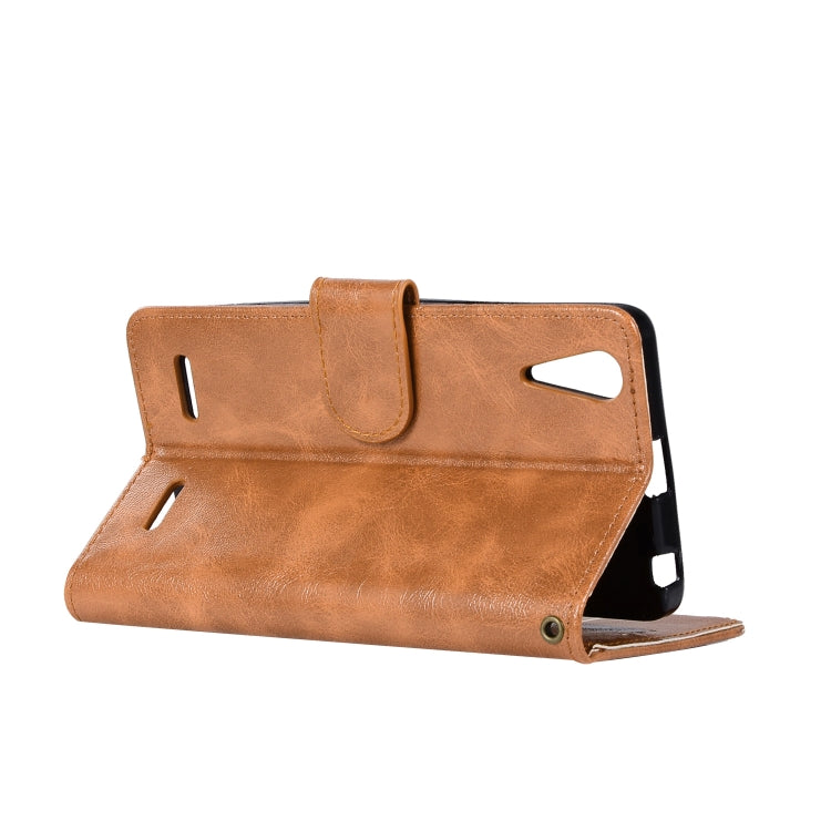 For Lenovo A6000 Retro Copper Button Crazy Horse Horizontal Flip PU Leather Case with Holder & Card Slots & Wallet & Lanyard