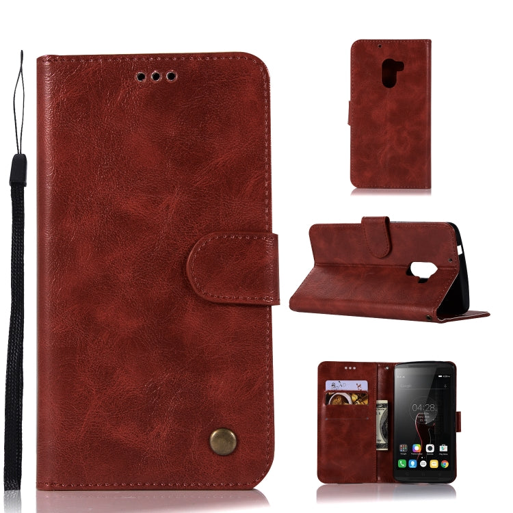 For Lenovo A7010 Retro Copper Button Crazy Horse Horizontal Flip PU Leather Case with Holder & Card Slots & Wallet & Lanyard