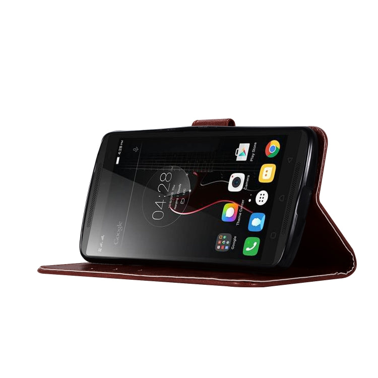 For Lenovo A7010 Retro Copper Button Crazy Horse Horizontal Flip PU Leather Case with Holder & Card Slots & Wallet & Lanyard