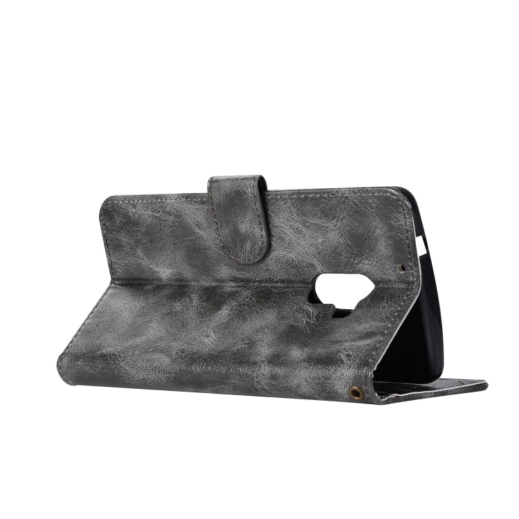 For Lenovo A7010 Retro Copper Button Crazy Horse Horizontal Flip PU Leather Case with Holder & Card Slots & Wallet & Lanyard