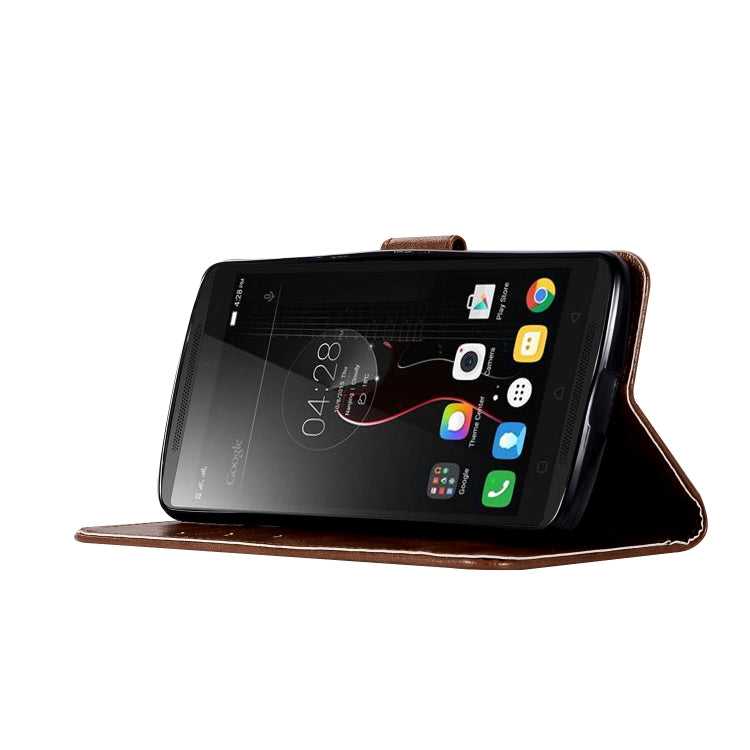 For Lenovo A7010 Retro Copper Button Crazy Horse Horizontal Flip PU Leather Case with Holder & Card Slots & Wallet & Lanyard