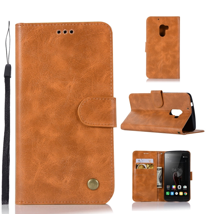 For Lenovo A7010 Retro Copper Button Crazy Horse Horizontal Flip PU Leather Case with Holder & Card Slots & Wallet & Lanyard