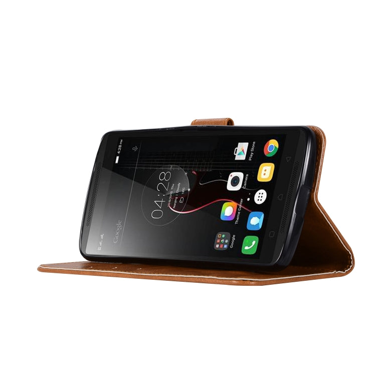 For Lenovo A7010 Retro Copper Button Crazy Horse Horizontal Flip PU Leather Case with Holder & Card Slots & Wallet & Lanyard