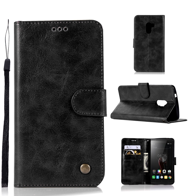 For Lenovo A7010 Retro Copper Button Crazy Horse Horizontal Flip PU Leather Case with Holder & Card Slots & Wallet & Lanyard