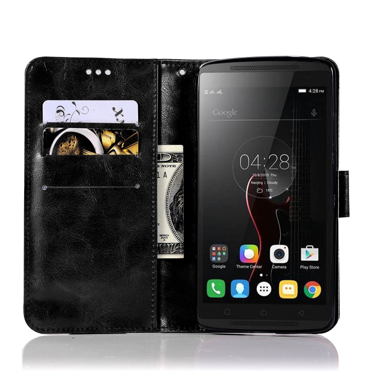 For Lenovo A7010 Retro Copper Button Crazy Horse Horizontal Flip PU Leather Case with Holder & Card Slots & Wallet & Lanyard