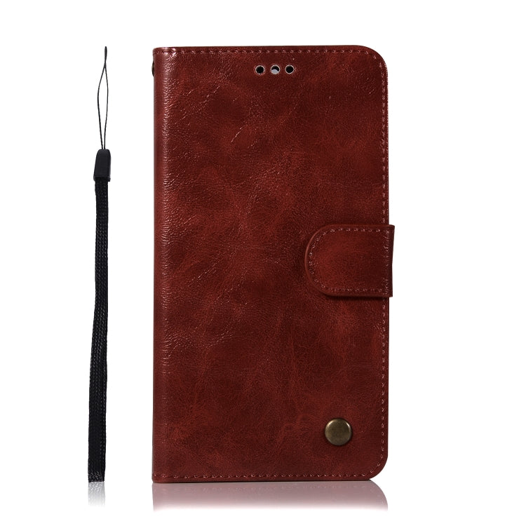 For Lenovo K5 Note Retro Copper Button Crazy Horse Horizontal Flip PU Leather Case with Holder & Card Slots & Wallet & Lanyard