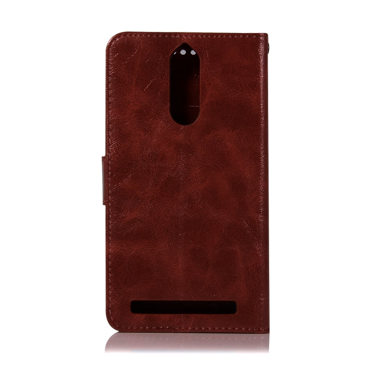 For Lenovo K5 Note Retro Copper Button Crazy Horse Horizontal Flip PU Leather Case with Holder & Card Slots & Wallet & Lanyard