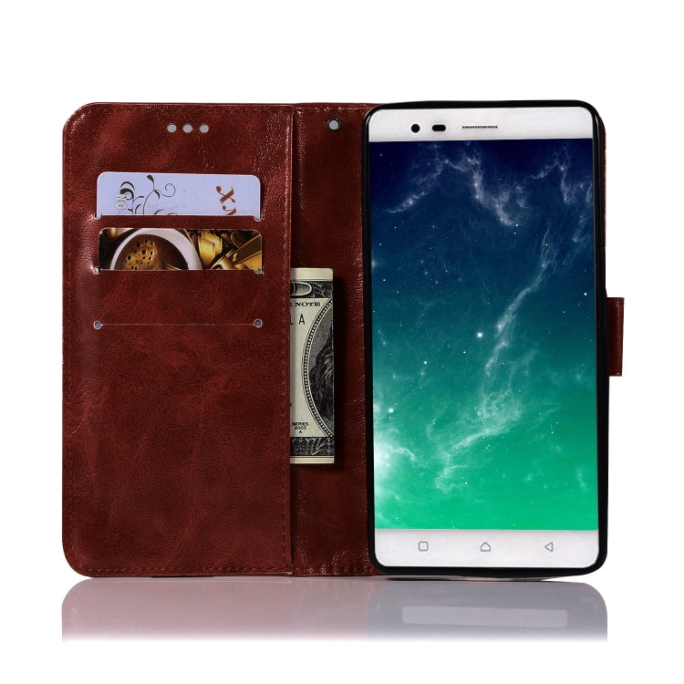 For Lenovo K5 Note Retro Copper Button Crazy Horse Horizontal Flip PU Leather Case with Holder & Card Slots & Wallet & Lanyard