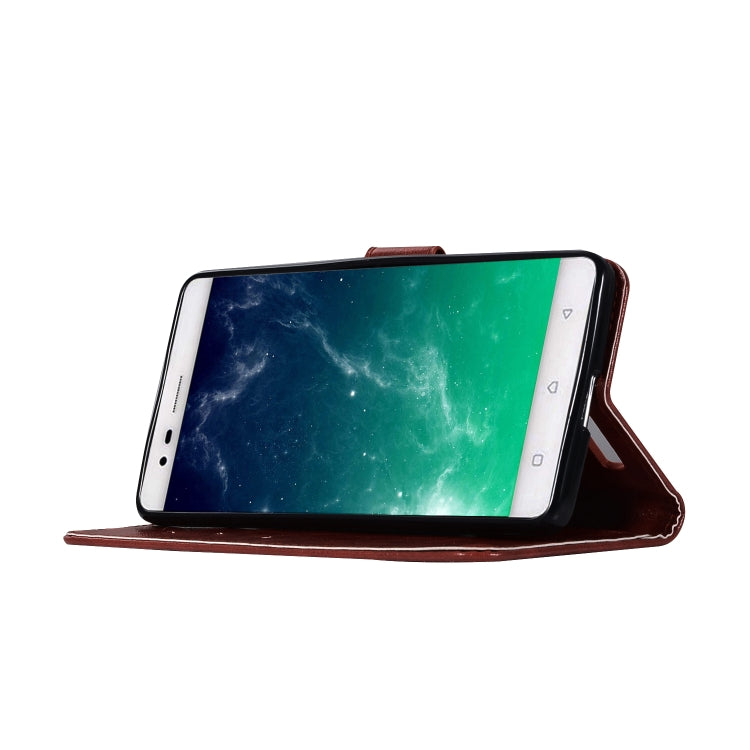 For Lenovo K5 Note Retro Copper Button Crazy Horse Horizontal Flip PU Leather Case with Holder & Card Slots & Wallet & Lanyard