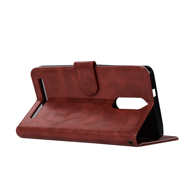For Lenovo K5 Note Retro Copper Button Crazy Horse Horizontal Flip PU Leather Case with Holder & Card Slots & Wallet & Lanyard