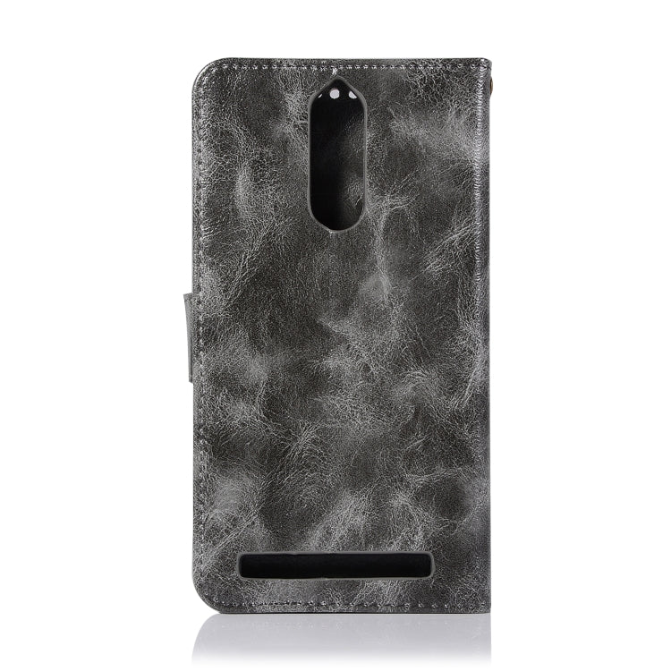 For Lenovo K5 Note Retro Copper Button Crazy Horse Horizontal Flip PU Leather Case with Holder & Card Slots & Wallet & Lanyard