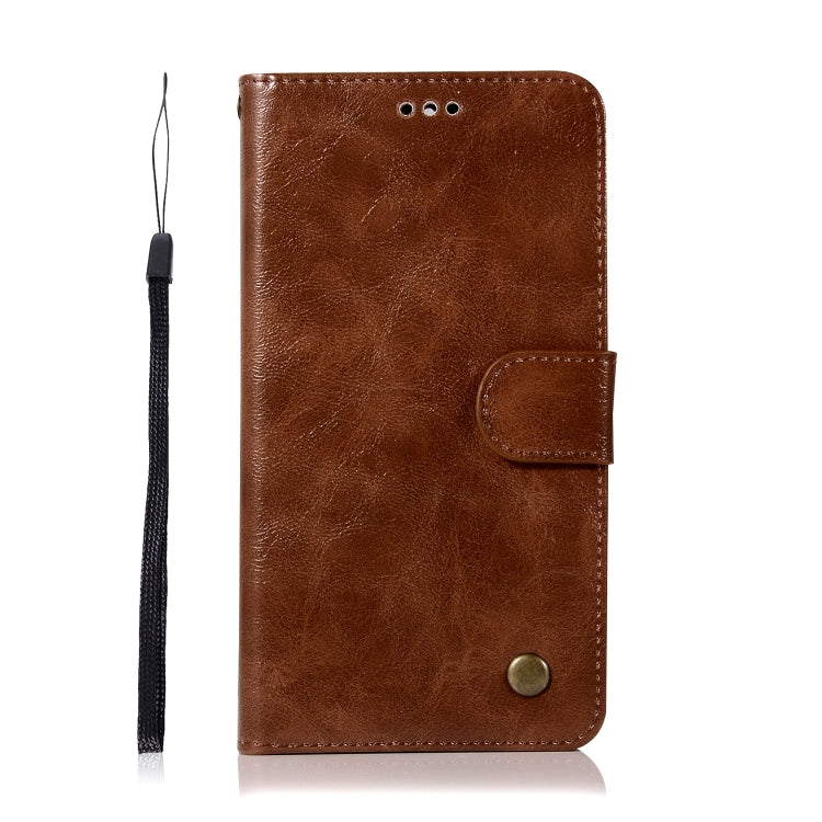 For Lenovo K5 Note Retro Copper Button Crazy Horse Horizontal Flip PU Leather Case with Holder & Card Slots & Wallet & Lanyard