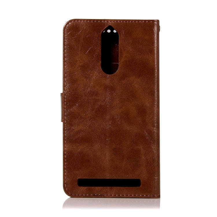 For Lenovo K5 Note Retro Copper Button Crazy Horse Horizontal Flip PU Leather Case with Holder & Card Slots & Wallet & Lanyard