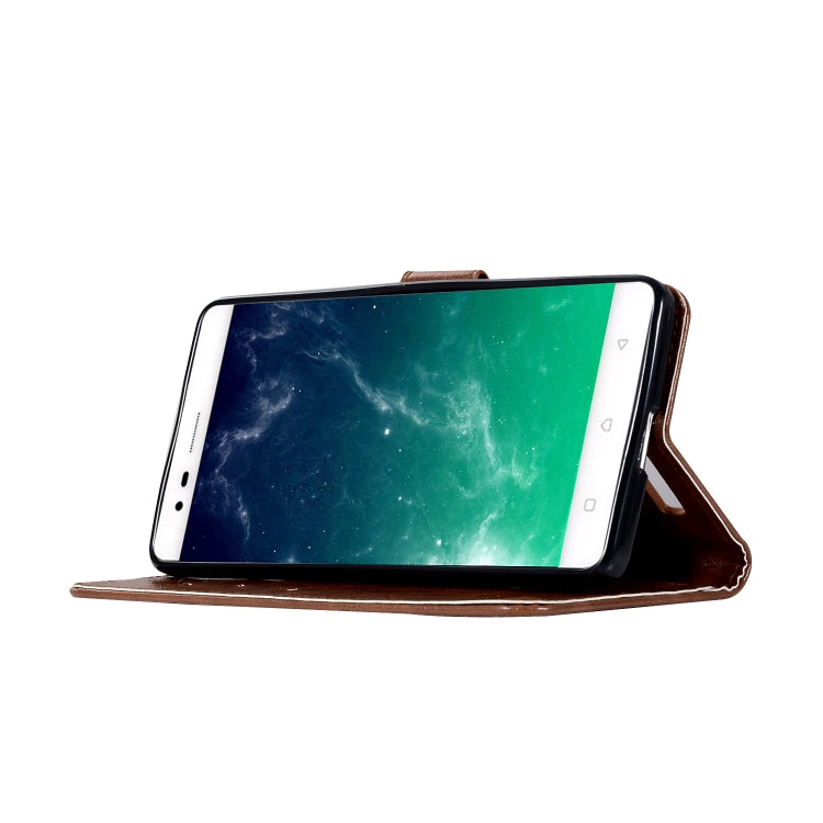 For Lenovo K5 Note Retro Copper Button Crazy Horse Horizontal Flip PU Leather Case with Holder & Card Slots & Wallet & Lanyard